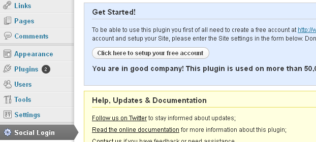 social login setup social login setup