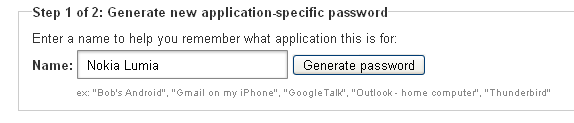 Generate application specific password Generate application specific password