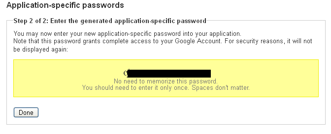 Application specific password Application specific password