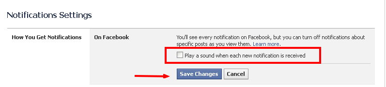 Disable Facebook Notifications Sounds