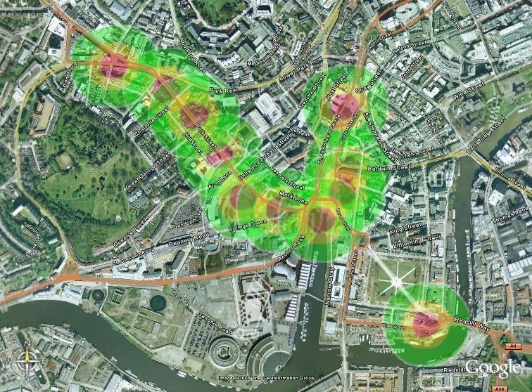 wireless area mapping using google earth